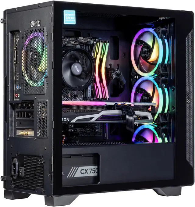 Alt view image 4 of 7 - Velztorm Erebix Custom Built Gaming Desktop PC (AMD Ryzen 3 3100, Radeon RX570 8G, 32GB DDR4, 2TB PCIe SSD + 2TB HDD, 750W PSU, WiFi 4, RJ-45, HDMI, Win 11 Home)