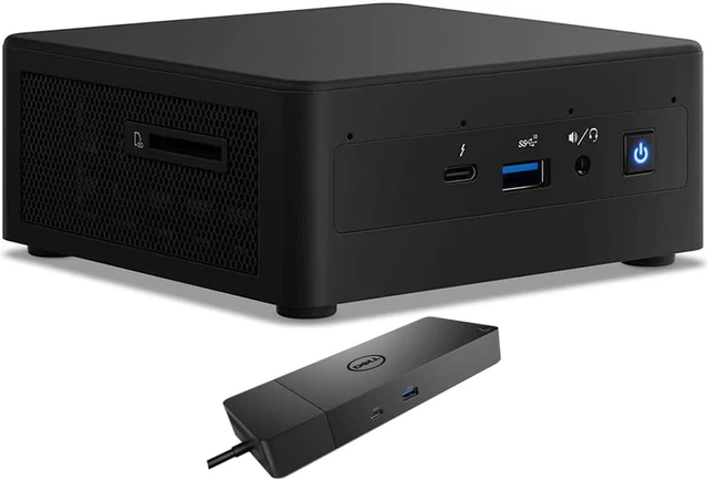 Main image of Intel NUC11PAHi5 Home & Business Mini Desktop (Intel i5-1135G7 4-Core, Integrated Graphics, 8GB RAM, 128GB m.2 SATA SSD, Wifi, USB 3.2, HDMI, Bluetooth, Win 10 Pro) with WD19S 180W Dock