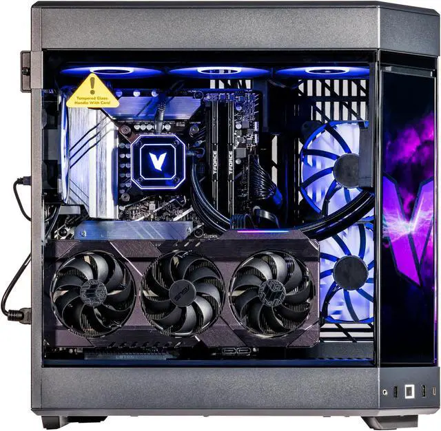 Alt view image 4 of 7 - Velztorm LCD Black Praetix Gaming Desktop PC (Intel i9-14900K 2.20GHz, GeForce RTX 4090 24GB, 16GB DDR5, 1TB PCIe SSD, 360mm AIO, 1000W PSU, RGB Fans, WiFi 6E, Win 11 Home) VELZ0092