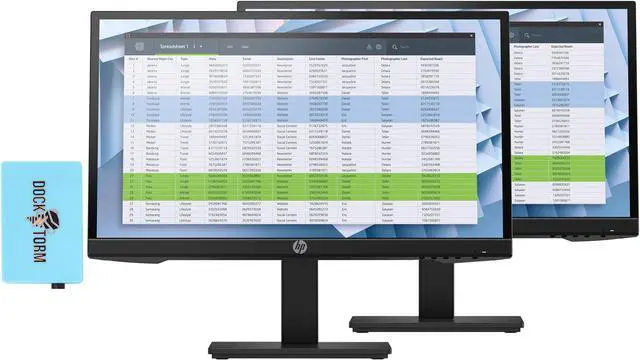 Main image of HP P22h G4 FHD Monitor 9UJ12A8#ABA Bundle with Docztorm Dock, 22" FHD IPS (1920x1080) 60 Hz Display, 1 HDMI 1.4, 1 DP 1.2, 1 VGA, Ideal for Office Work, Black (2023 Latest Model) (2 Pack)