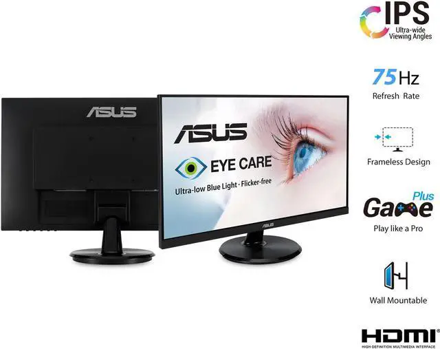 Alt view image 5 of 7 - ASUS VA24DQ 24'' Monitor, 75Hz Refresh Rate, 5 ms response time, Full HD (1920x1080) IPS, Non-glare Screen, VESA Compatible, Ideal for Home & Business, Black (2024 Latest Model)