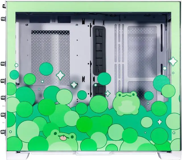 Alt view image 2 of 6 - Velztorm Minty Frog Custom Art Aluminum Tempered Glass O11 Dynamic Mini Green Gaming Computer Case, Supports Mini-ITX, Micro-ATX, and ATX Motherboard Sizes, O11D Mini-S