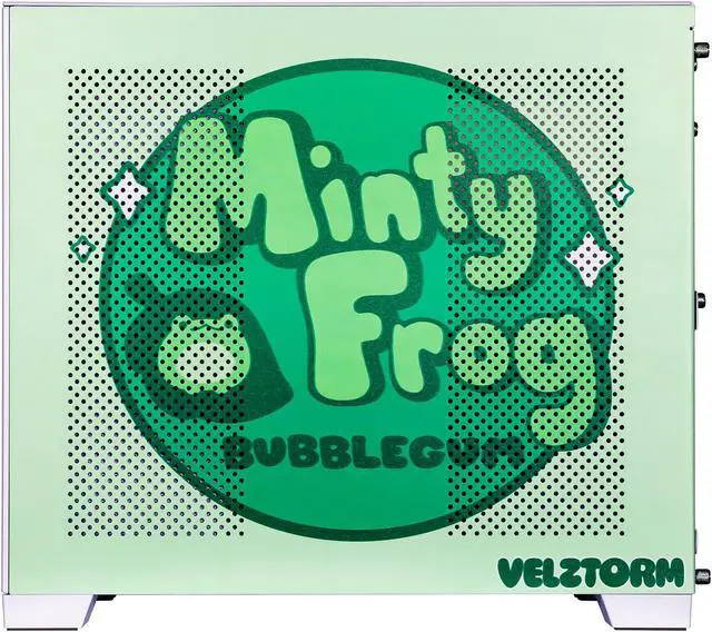 Alt view image 4 of 6 - Velztorm Minty Frog Custom Art Aluminum Tempered Glass O11 Dynamic Mini Green Gaming Computer Case, Supports Mini-ITX, Micro-ATX, and ATX Motherboard Sizes, O11D Mini-S