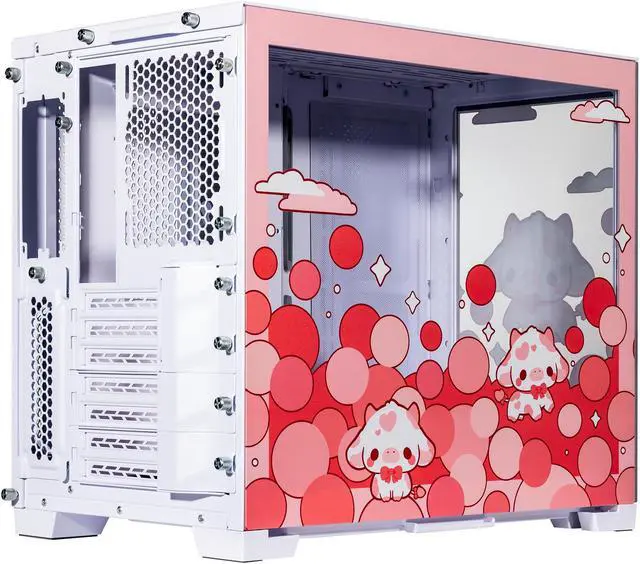Alt view image 3 of 7 - Velztorm Bubble Cow Custom Art Aluminum Tempered Glass O11 Dynamic Mini Rose Pink Gaming Computer Case, Supports Mini-ITX, Micro-ATX, and ATX Motherboard Sizes, O11D Mini-S
