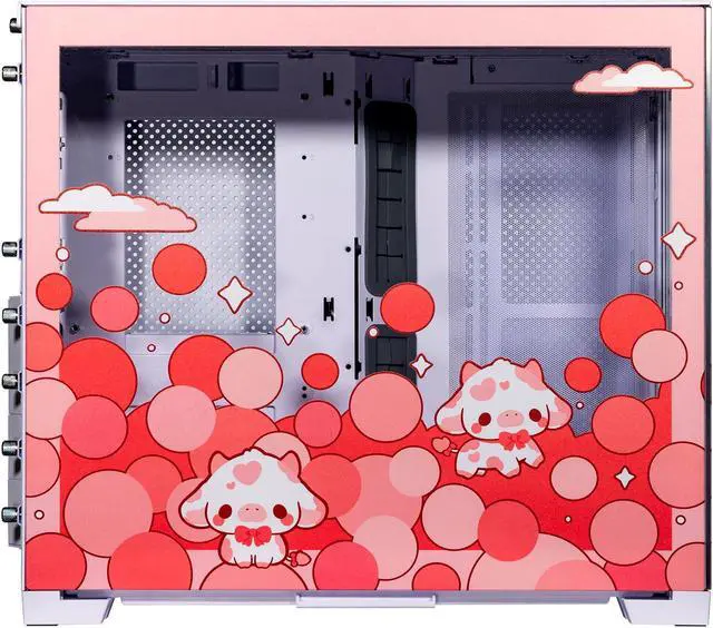 Alt view image 2 of 7 - Velztorm Bubble Cow Custom Art Aluminum Tempered Glass O11 Dynamic Mini Rose Pink Gaming Computer Case, Supports Mini-ITX, Micro-ATX, and ATX Motherboard Sizes, O11D Mini-S