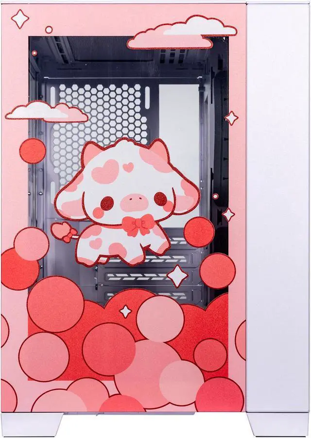 Alt view image 7 of 7 - Velztorm Bubble Cow Custom Art Aluminum Tempered Glass O11 Dynamic Mini Rose Pink Gaming Computer Case, Supports Mini-ITX, Micro-ATX, and ATX Motherboard Sizes, O11D Mini-S