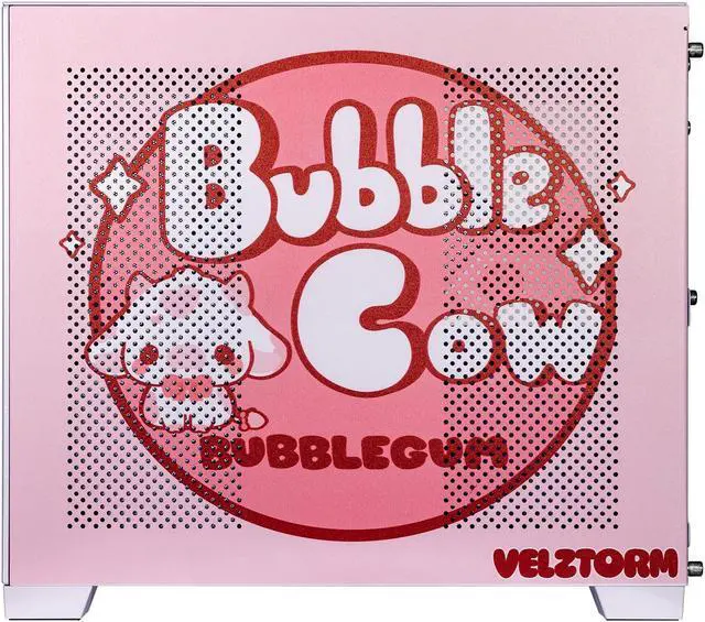 Alt view image 6 of 7 - Velztorm Bubble Cow Custom Art Aluminum Tempered Glass O11 Dynamic Mini Rose Pink Gaming Computer Case, Supports Mini-ITX, Micro-ATX, and ATX Motherboard Sizes, O11D Mini-S