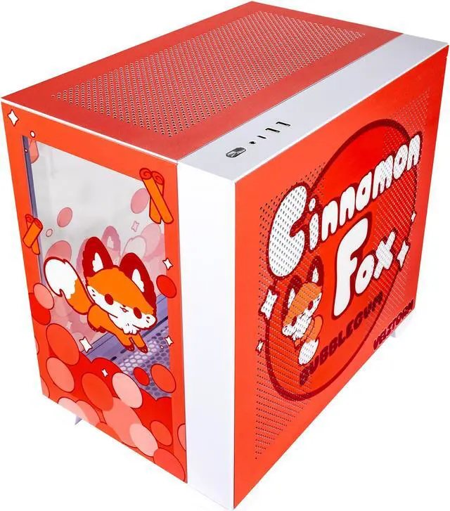 Alt view image 4 of 6 - Velztorm Cinnamon Fox Custom Art Aluminum Tempered Glass O11 Dynamic Mini Red Gaming Computer Case, Supports Mini-ITX, Micro-ATX, and ATX Motherboard Sizes, O11D Mini-S
