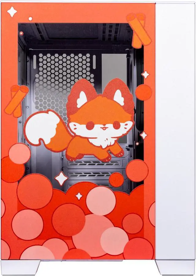 Alt view image 6 of 6 - Velztorm Cinnamon Fox Custom Art Aluminum Tempered Glass O11 Dynamic Mini Red Gaming Computer Case, Supports Mini-ITX, Micro-ATX, and ATX Motherboard Sizes, O11D Mini-S