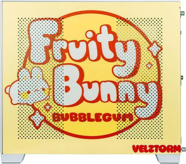 Alt view image 3 of 7 - Velztorm Fruity Bunny Custom Art Aluminum Tempered Glass O11 Dynamic Mini Yellow Gaming Computer Case, Supports Mini-ITX, Micro-ATX, and ATX Motherboard Sizes, O11D Mini-S