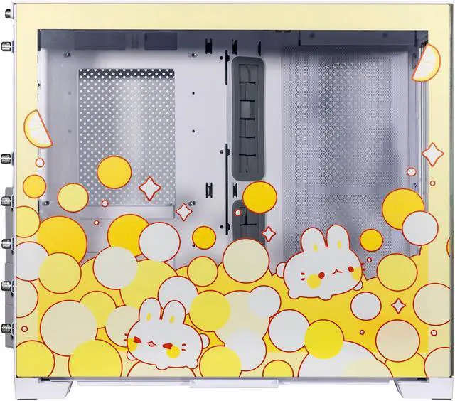 Alt view image 4 of 7 - Velztorm Fruity Bunny Custom Art Aluminum Tempered Glass O11 Dynamic Mini Yellow Gaming Computer Case, Supports Mini-ITX, Micro-ATX, and ATX Motherboard Sizes, O11D Mini-S