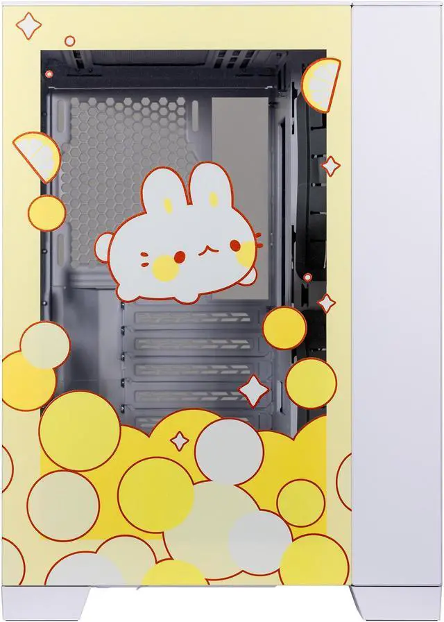 Alt view image 2 of 7 - Velztorm Fruity Bunny Custom Art Aluminum Tempered Glass O11 Dynamic Mini Yellow Gaming Computer Case, Supports Mini-ITX, Micro-ATX, and ATX Motherboard Sizes, O11D Mini-S