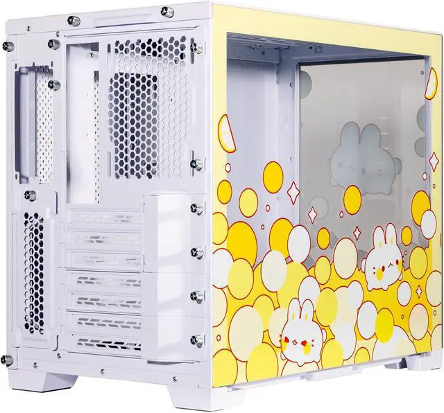 Alt view image 5 of 7 - Velztorm Fruity Bunny Custom Art Aluminum Tempered Glass O11 Dynamic Mini Yellow Gaming Computer Case, Supports Mini-ITX, Micro-ATX, and ATX Motherboard Sizes, O11D Mini-S