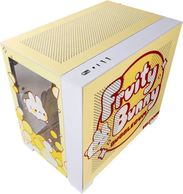 Alt view image 7 of 7 - Velztorm Fruity Bunny Custom Art Aluminum Tempered Glass O11 Dynamic Mini Yellow Gaming Computer Case, Supports Mini-ITX, Micro-ATX, and ATX Motherboard Sizes, O11D Mini-S