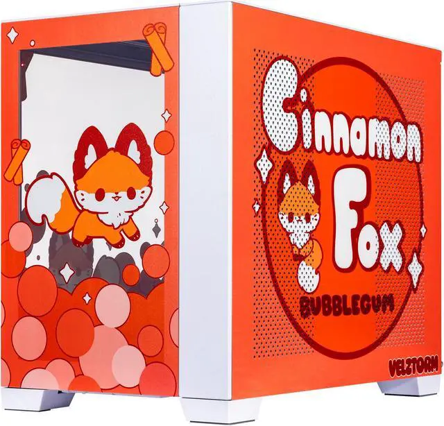 Alt view image 3 of 6 - Velztorm Cinnamon Fox Custom Art Aluminum Tempered Glass O11 Dynamic Mini Red Gaming Computer Case, Supports Mini-ITX, Micro-ATX, and ATX Motherboard Sizes, O11D Mini-S