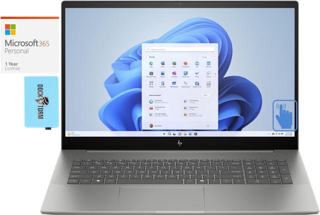 Main image of HP Envy Home & Business Laptop (Intel Core Ultra 7 155U 12-Core, 17.3" 60 Hz Touch Full HD (1920x1080), NVIDIA GeForce RTX 3050, Win 11 Home) with Microsoft 365 Personal , Dockztorm Hub
