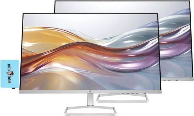 Main image of HP Series 5 527sf Monitor 94F44AA#ABA Bundle with Docztorm Dock, 27" FHD IPS (1920x1080) Display, 2X HDMI, 1x VGA, Flicker-free, Ideal for Home & Business, Black/Silver (2024 Latest Model) (2 Pack)