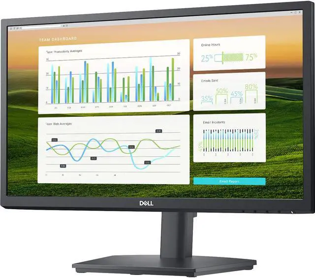 Alt view image 3 of 7 - Dell 22" FHD VA 60Hz Display Monitor with Anti-Glare, VESA Mount (100x100mm), Flicker Free, Stereo Speakers, 1x HDMI, 1x DP, 1x VGA, Ideal for Home & Business, Black (2024 Latest Model) (2 Pack)