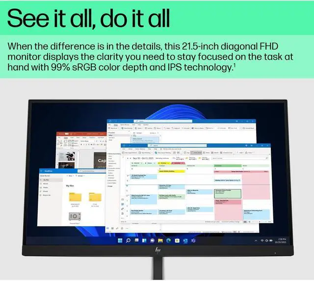 Alt view image 7 of 7 - HP 22" FHD IPS Monitor with 5ms Response Time, Anti Glare, Flicker Free, VESA Mount (100mm), Displayport, HDMI & Dockztorm USB Port Expander, Black/Silver (2025 Latest Model) 2 Pack
