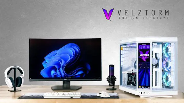 Alt view image 2 of 7 - Velztorm LCD Praetix Custom Built Gaming Desktop PC (Intel i9-14900K, AMD Radeon RX 9060 XT, 64GB DDR5, 2TB PCIe SSD + 6TB HDD, RGB Fans, 360mm AIO, 1000W PSU, WiFi 6, Bluetooth 5.2, Win 10 Home)