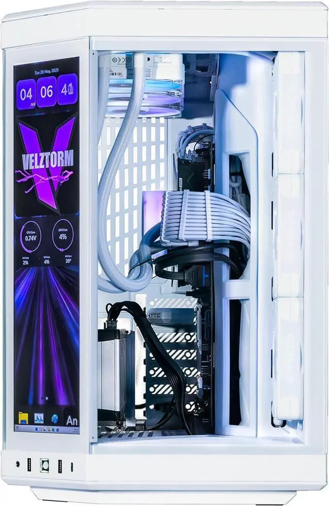 Alt view image 6 of 7 - Velztorm LCD Praetix Custom Built Y70 Touch Gaming Desktop PC (Intel i9-14900K, Radeon RX 9070 XT, 32GB DDR5, 2TB PCIe SSD, RGB Fans, 360mm AIO, 1000W PSU, WiFi 6, Bluetooth 5.2, RJ-45, Win 11 Pro)