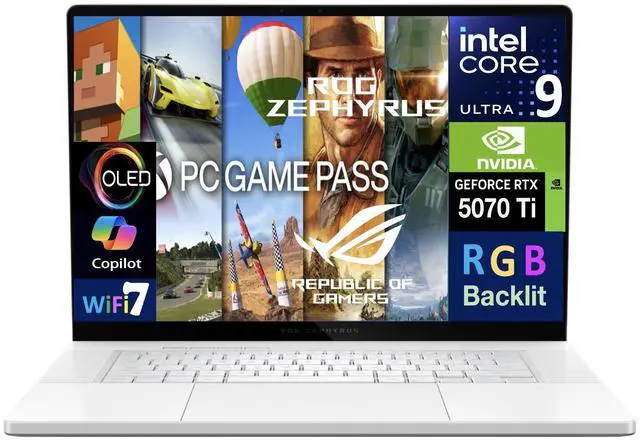 Main image of ASUS ROG Zephyrus G16 Laptop 16.0" 240Hz WQXGA Display (Intel Ultra 9-285H, GeForce RTX 5070 Ti 12GB, 32GB LPDDR5X, 2x4TB SSD R0  (8TB), RGB KB, Thunderbolt 4, WiFi 7, Webcam, Win 11 Pro)