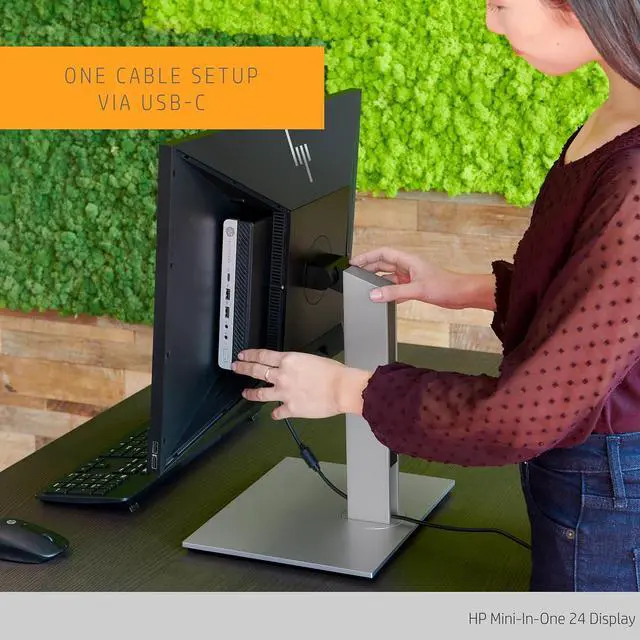 Alt view image 6 of 7 - HP Mini-in-One 24" FHD Monitor with DKZ Hub, Built-in Microphone, Speakers & Webcam, Black/Silver Color only Compatible with EliteDesk 705/800 G5 Mini& ProDesk 400/600 G5 Mini