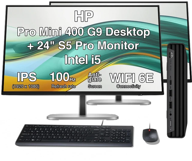 Main image of HP Pro Mini 400 G9 Business Mini Desktop (Intel i5-12500T, Intel UHD 770, 16GB DDR4, 512GB SSD, WiFi 6E, Bluetooth 5.4, 90W PSU, RJ-45, 2 Display Port, 1 x HDMI 2.1, Win 11 Pro)