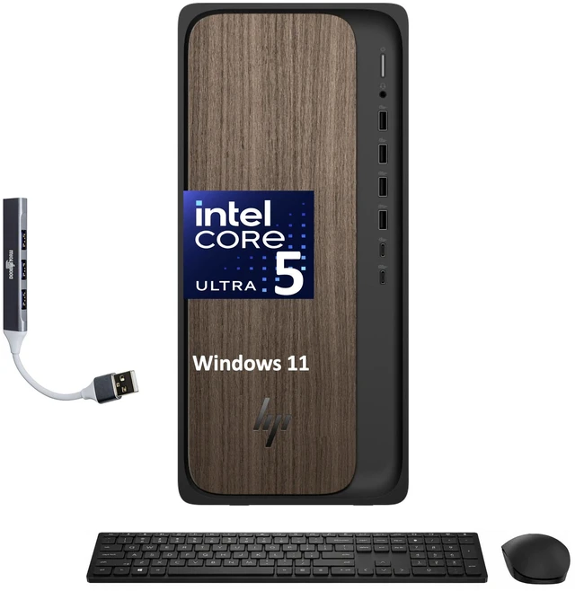 Main image of HP OmniDesk AI HIGH PERFORMANCE Desktop (Intel Ultra 5 225, 64GB DDR5, 512GB PCIe SSD, Intel Graphics, 280W PSU, WiFi 6, Bluetooth 5.4, RJ-45, 1 Display Port, HDMI, Win 11 Pro) w/DKZ USB Port Expander