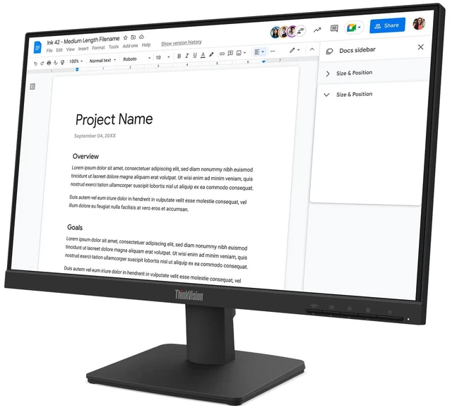 Alt view image 3 of 7 - Lenovo ThinkVision 22" FHD IPS Monitor, 4ms Response Time, Anti-Glare, Flicker-Free, 100Hz Refresh Rate, VESA Mount (100 x 100 mm), VGA, HDMI & Dockztorm USB Port Expander, Black Color 2-Pack