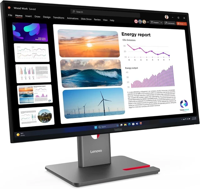 Alt view image 2 of 7 - Lenovo ThinkVision 24" QHD IPS Monitor, 4ms Response Time, Anti-Glare, 120Hz Refresh Rate, VESA Mount (100mm), Tilt, Pivot, Swivel, DisplayPort, HDMI & DKZ USB Port Expander, Black