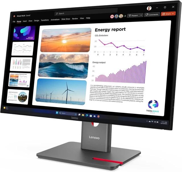 Alt view image 3 of 7 - Lenovo ThinkVision 24" QHD IPS Monitor, 4ms Response Time, Anti-Glare, 120Hz Refresh Rate, VESA Mount (100mm), Tilt, Pivot, Swivel, DisplayPort, HDMI & DKZ USB Port Expander, Black