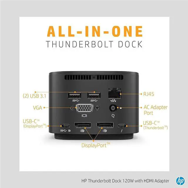 Alt view image 3 of 5 - HP Thunderbolt Dock 120W Port Replicator Bundle With Docztorm Hub (Universal Thunderbolt / USB-C Docking Station, Single Cable for Charging, Networking, Data Transfers to Any Brand Laptop)