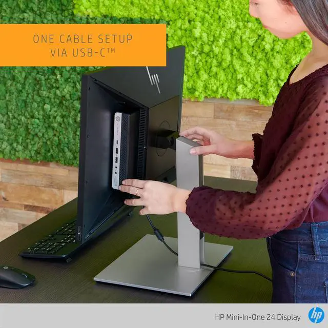 Alt view image 7 of 7 - HP Mini-in-One 24#7AX23A8#ABA Monitor with Dockztrom (24" 1080P FHD Webcam with Integrated Stereo Speakers) This Monitor is only Compatible with EliteDesk 705/800 G5 Min and ProDesk 400/600 G5 Mini