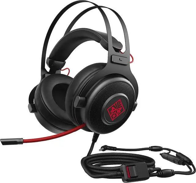 Alt view image 2 of 7 - HP 1KF76AA#ABL OMEN by Wired Gaming Headset 800 (Black/Red)