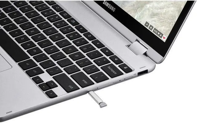 Alt view image 6 of 7 - SAMSUNG Chromebook Plus V2 Light Titan 2-in-1 Laptop (Celeron 3965Y, 4GB RAM, 64GB eMMC SSD, Intel HD 615, 12.2" Touch Full HD (1920x1080), Webcam, Chrome OS) with Dock and Wireless Mouse