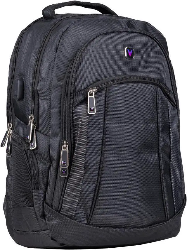 Velztorm 1680D Polyester Black Backpack with USB Charging