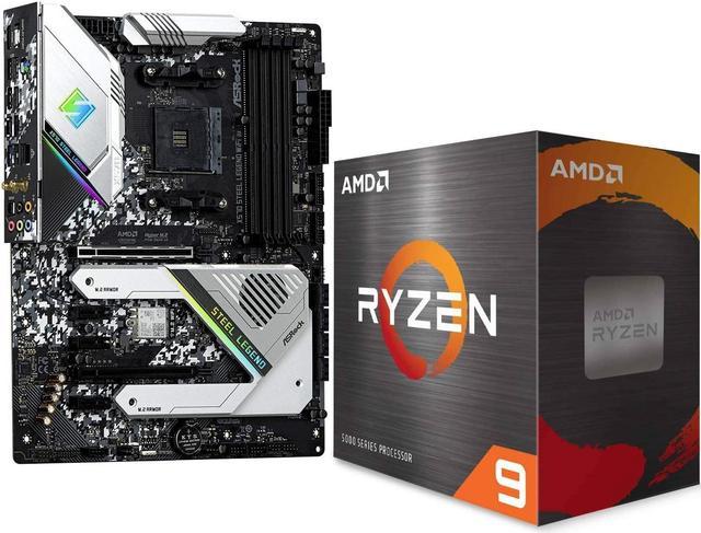 ASRock X570 Steel Legend ATX Motherboard Supports AMD AM4 Socket, Bundle  with AMD Ryzen 9 5950X 16-Core 3.4 GHz (Box) Desktop 