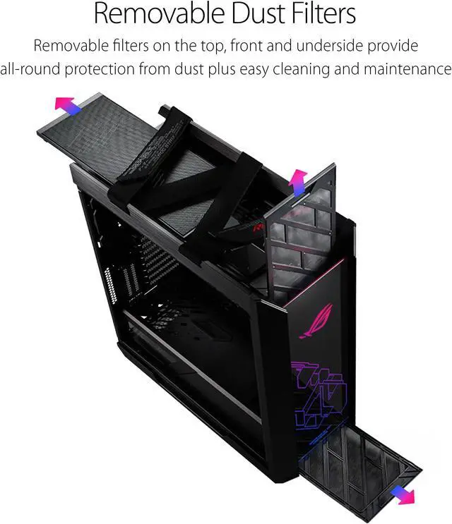 Alt view image 5 of 7 - Asus ROG Strix Helios GX601 RGB Mid-Tower Black Gaming Computer Case, Smoked Tempered Glass, Brushed Aluminum and Steel Construction, and Four Case Fans, 90DC0020-B39000