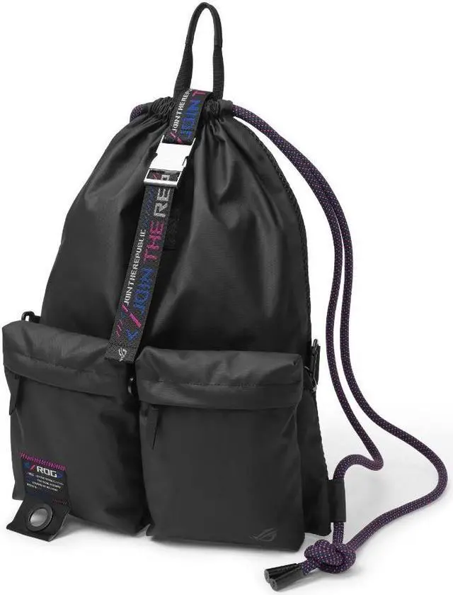 Alt view image 3 of 7 - ASUS ROG Slash BD3700 Multi-use Drawstring Bag with Zinc Alloy Buckle, ROG Slash Pattern Strap, Water-Resistant Inner Zip Pocket, Versatile Carrying Options, Suitable for up to 15.6-inch Laptop