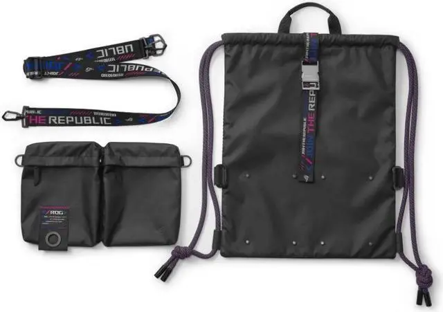 Alt view image 6 of 7 - ASUS ROG Slash BD3700 Multi-use Drawstring Bag with Zinc Alloy Buckle, ROG Slash Pattern Strap, Water-Resistant Inner Zip Pocket, Versatile Carrying Options, Suitable for up to 15.6-inch Laptop