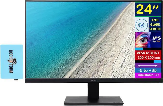 Main image of Acer 24" Vero V247Y Gbmix FHD IPS Monitor with 4 ms Response Time, Anti-Glare, Adaptive Sync, Integrated Speakers, VESA Mount (100x100mm) & Dockztorm USB Port Expander, HDMI, Black (UM.QV7AA.G03)