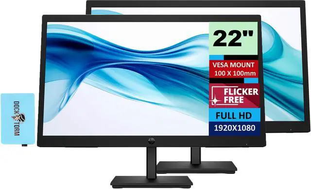 Main image of HP Series 3 Pro 21.45 inch FHD Monitor Bundle With Docztorm Dock, 21.45" FHD IPS (1920x1080) 100Hz Display, VESA Mount (100x100mm), Ideal for Home & Business, 9U5A2AA#ABA (2 Pack)