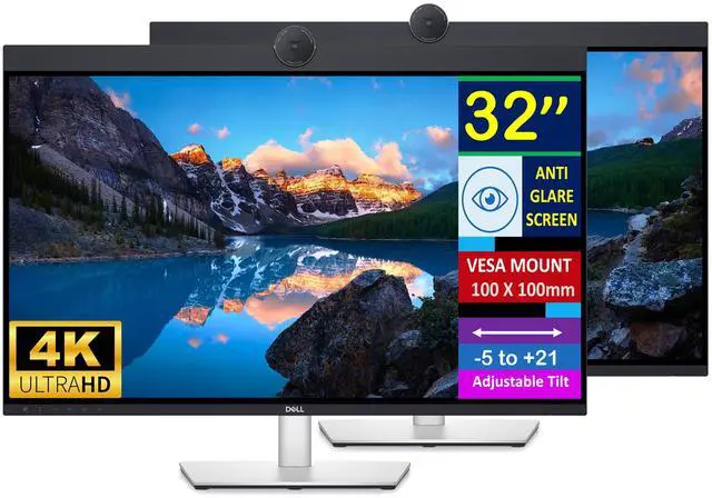 Main image of Dell UltraSharp 32" 4K UHD IPS Video Conferencing Monitor with 5ms Response Time, Built-in Speakers, Anti Glare, VESA Mount (100mm), DisplayPort, HDMI, Black/Silver (2025 Latest Model) 2 Pack