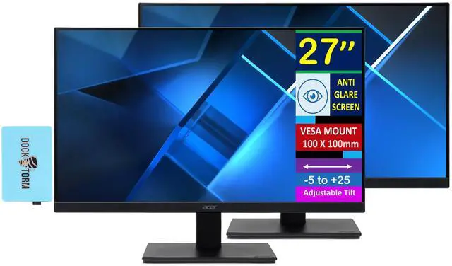 Alt view image 2 of 7 - Acer 27" FHD IPS AMD FreeSync Monitor with 4ms Response Time, VESA Mount (100mm), HDMI, VGA & Dockztorm USB Port Expander, Black & ErgoFlexy Dual Monitor Mount (2Pack)