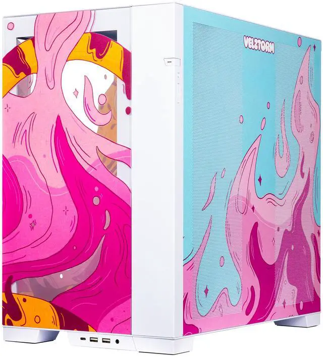 Alt view image 4 of 7 - Velztorm Fierce Tiger Custom Case Art Aluminum Tempered Glass O11 Dynamic EVO Mid-Tower Gaming Computer Case, Supports ATX, Micro-ATX, Mini-ITX & E-ATX Motherboard Sizes, O11DEW White