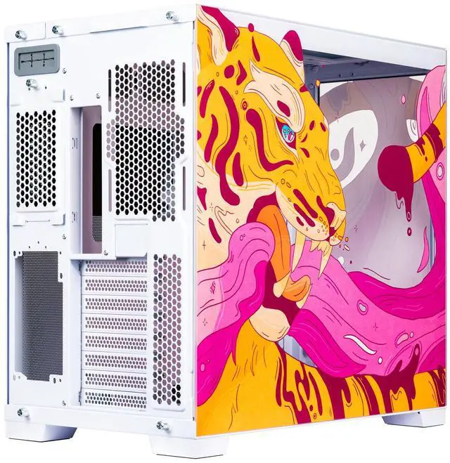 Alt view image 3 of 7 - Velztorm Fierce Tiger Custom Case Art Aluminum Tempered Glass O11 Dynamic EVO Mid-Tower Gaming Computer Case, Supports ATX, Micro-ATX, Mini-ITX & E-ATX Motherboard Sizes, O11DEW White