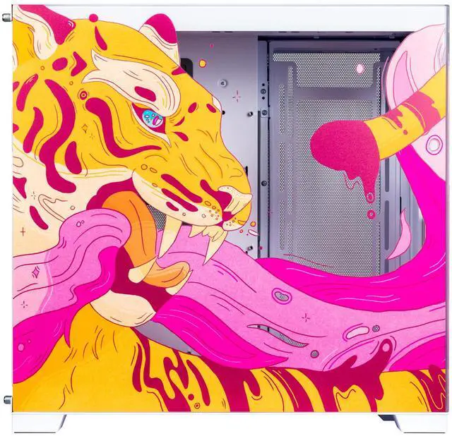 Alt view image 2 of 7 - Velztorm Fierce Tiger Custom Case Art Aluminum Tempered Glass O11 Dynamic EVO Mid-Tower Gaming Computer Case, Supports ATX, Micro-ATX, Mini-ITX & E-ATX Motherboard Sizes, O11DEW White