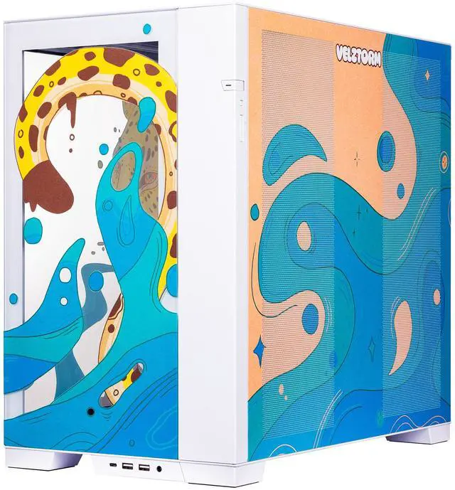 Alt view image 4 of 7 - Velztorm Mystic Jaguar Custom Case Art Aluminum Tempered Glass O11 Dynamic EVO Mid-Tower Gaming Computer Case, Supports ATX, Micro-ATX, Mini-ITX & E-ATX Motherboard Sizes, O11DEW White