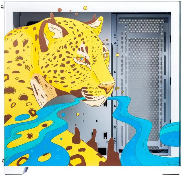 Alt view image 2 of 7 - Velztorm Mystic Jaguar Custom Case Art Aluminum Tempered Glass O11 Dynamic EVO Mid-Tower Gaming Computer Case, Supports ATX, Micro-ATX, Mini-ITX & E-ATX Motherboard Sizes, O11DEW White